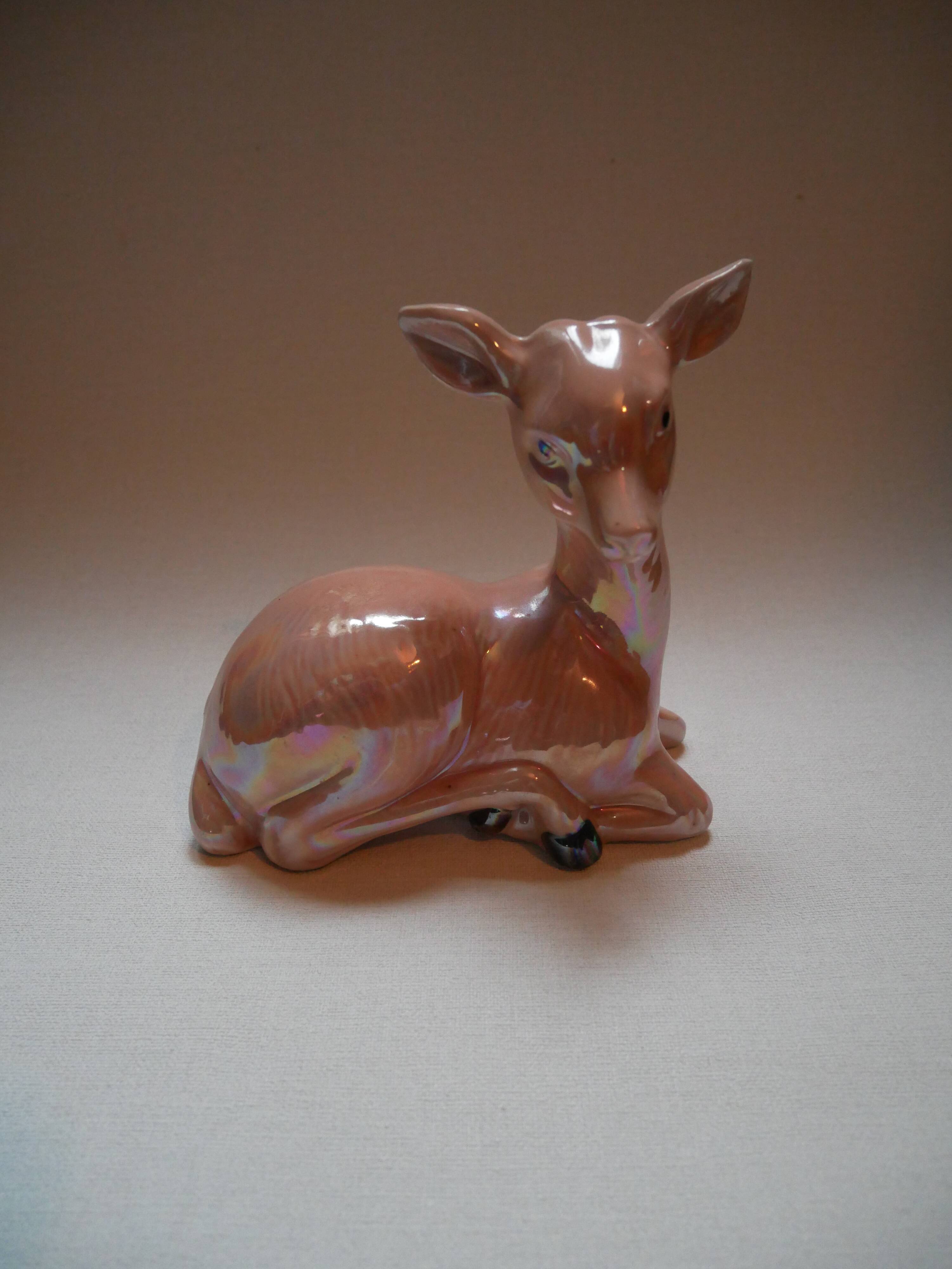 doe ceramic porcelain collection iridescent pink bambi vintage decoration kitsch 50s bohemian child