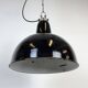 Industrial Black Enamel Factory Lamp with Cast Iron Top, 1950s