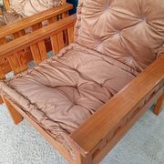 Pair of 70s pine armchairs