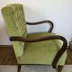 Art Deco walnut and green velvet armchair, Central Europe, 1930s