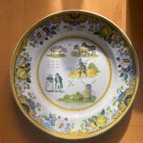 Choisy le roi - rare pair of polychrome rebus plates