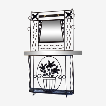 Art deco wrought iron coat holder