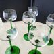 6 Alsace white wine glasses Ground floral decoration