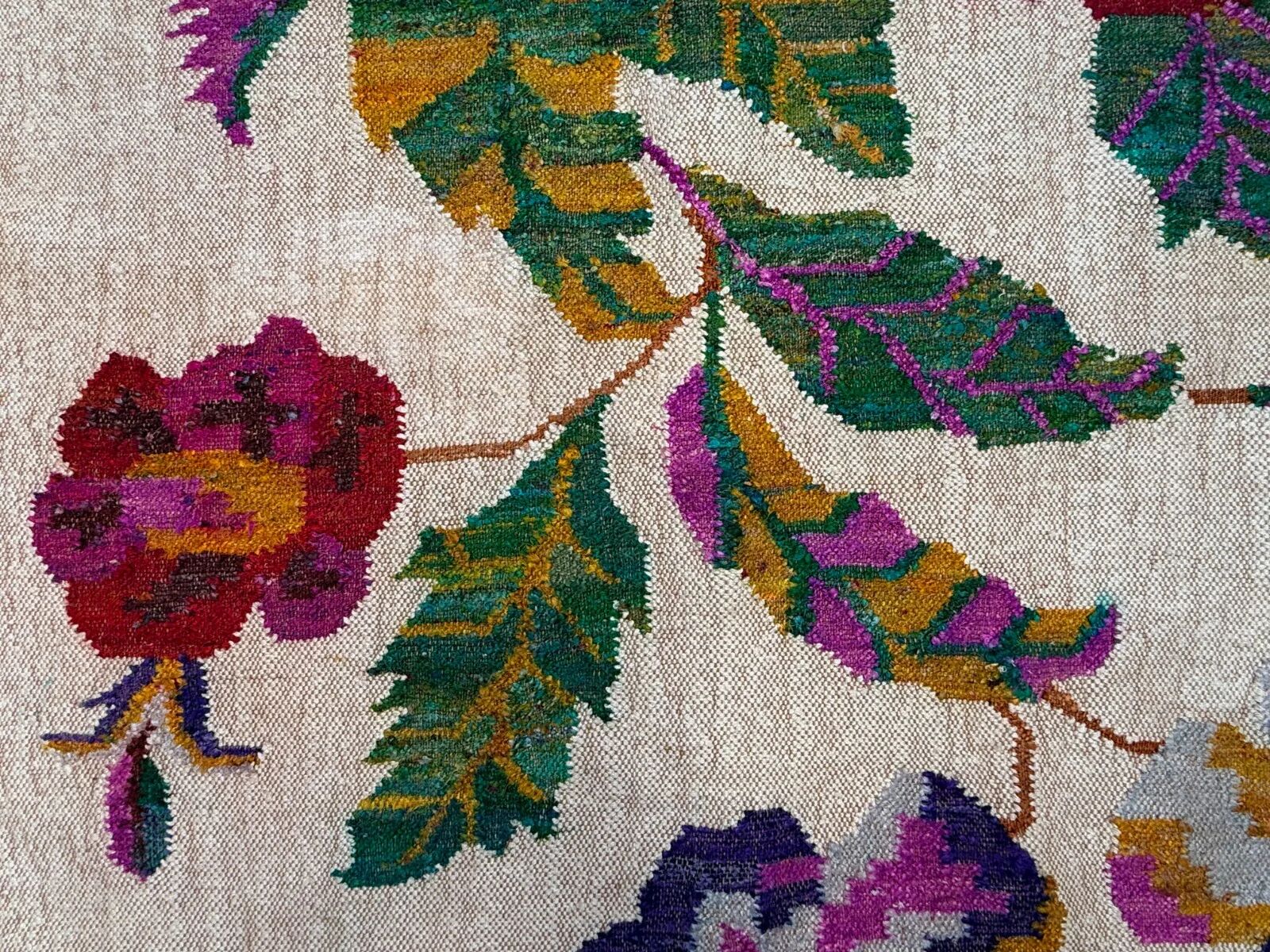 Vintage rose kilim rug 170x240cm shabby wool and silk, boho medium 2544