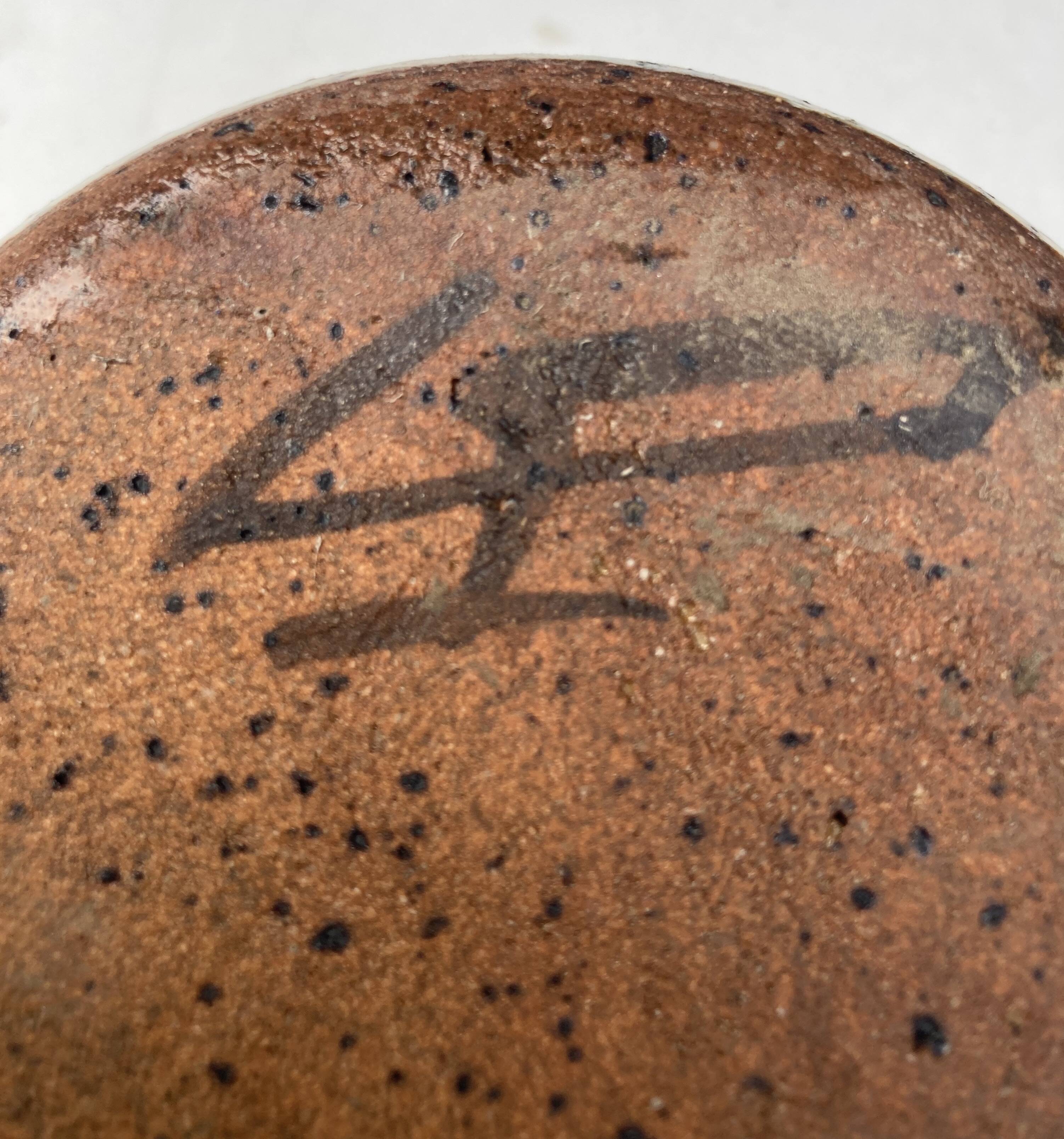 glazed ceramic vase with abstract flower decoration, signature to identify