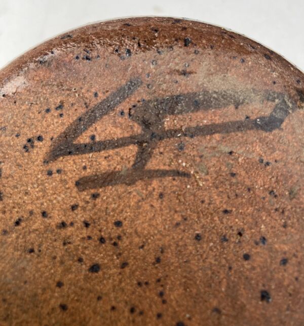 vase céramique émaillé décor de fleur abstraite signature à identifier