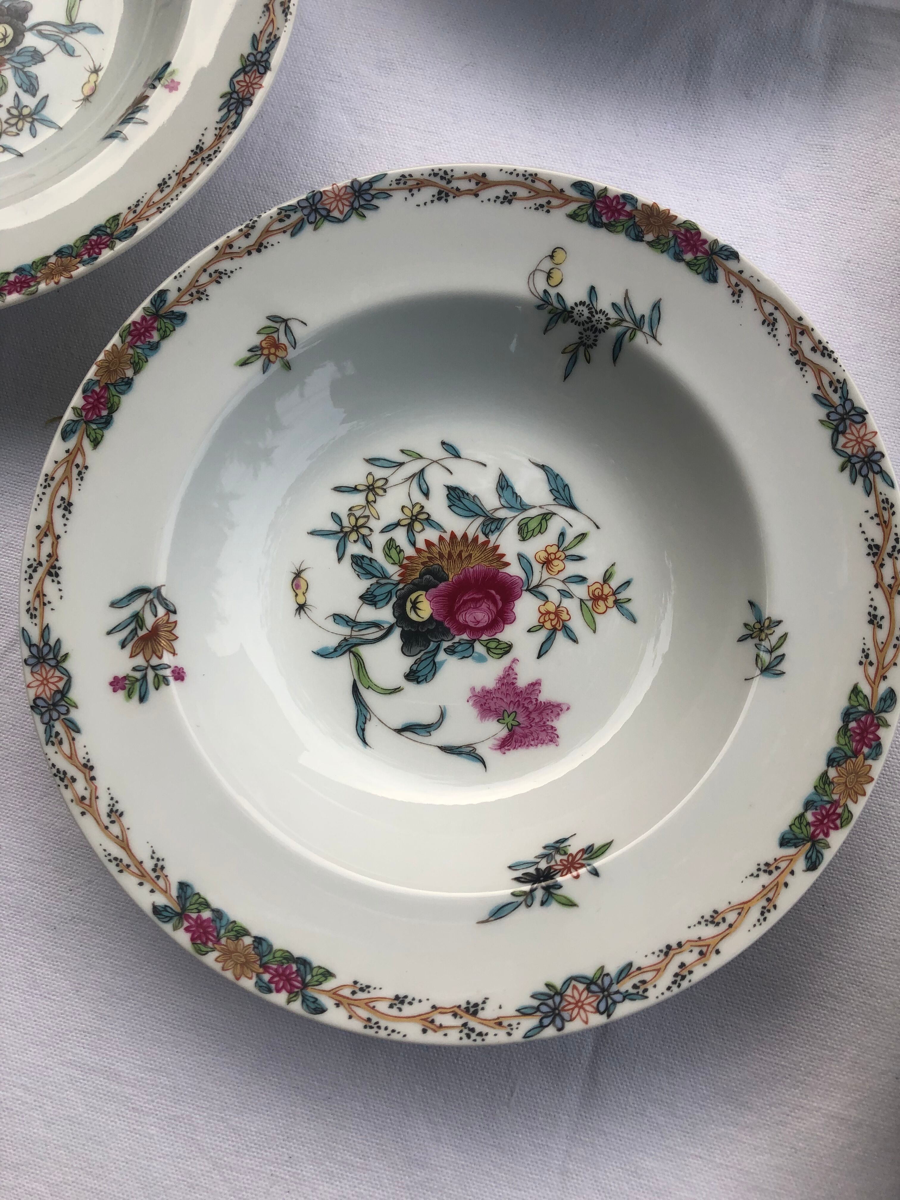 Set of 12 hollow plates haviland pondichery