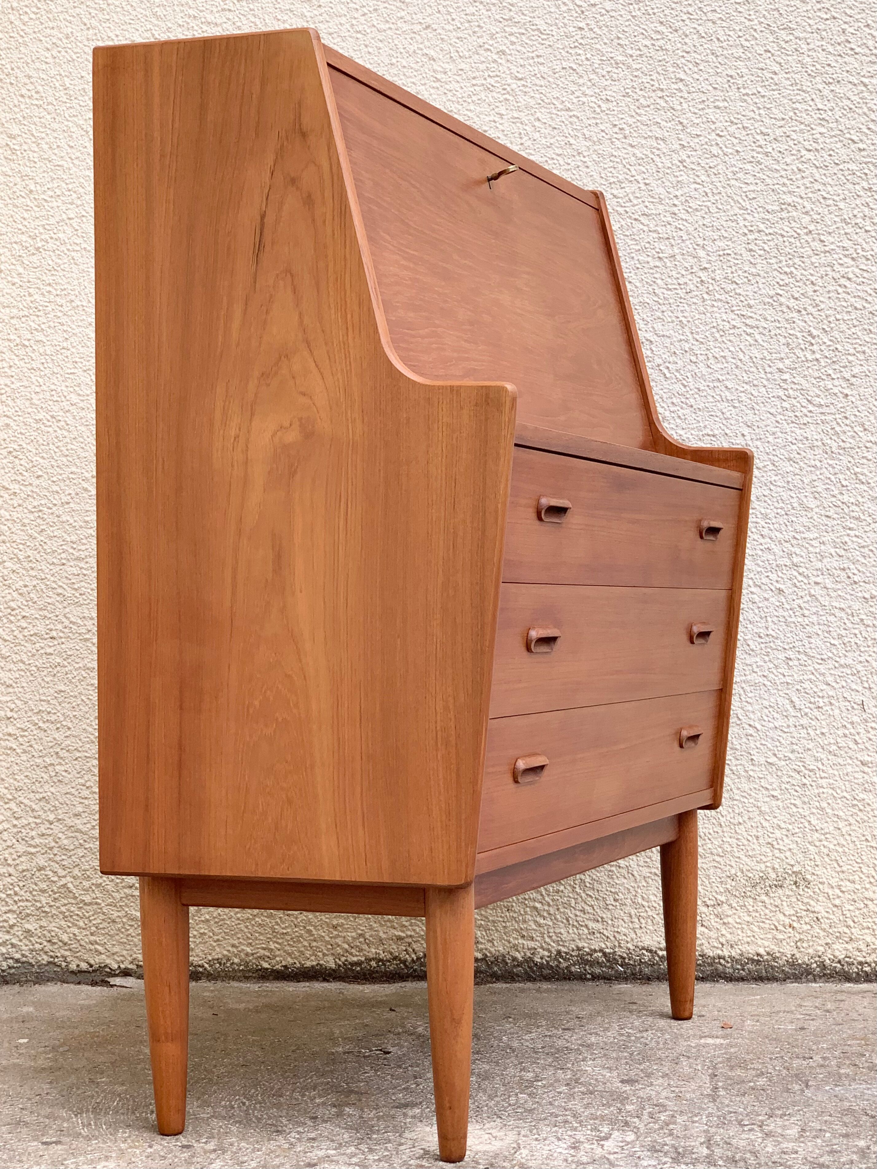 Secretary chest of drawers Teak by Arne Wahl Iversen for Falster Modelfabrik 1960