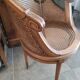 Louis XVI style office armchair in walnut and canning