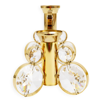 Palwa Gaetano Sciolari style candle holders in brass and crystal, 1970s