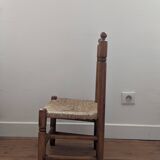 Chaise enfant en bois et paille