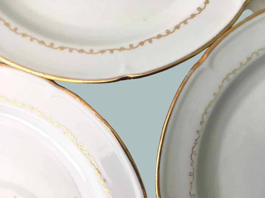 Set of 6 flowered porcelain dinner plates.