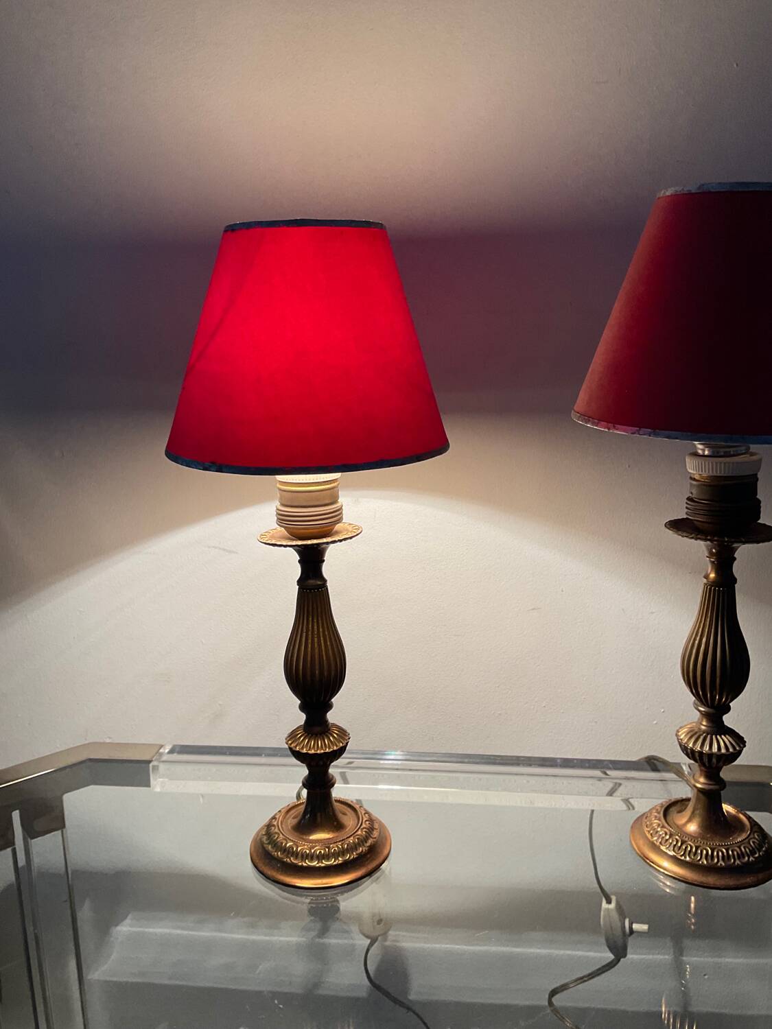 Paire de lampes vintage style empire en bronze