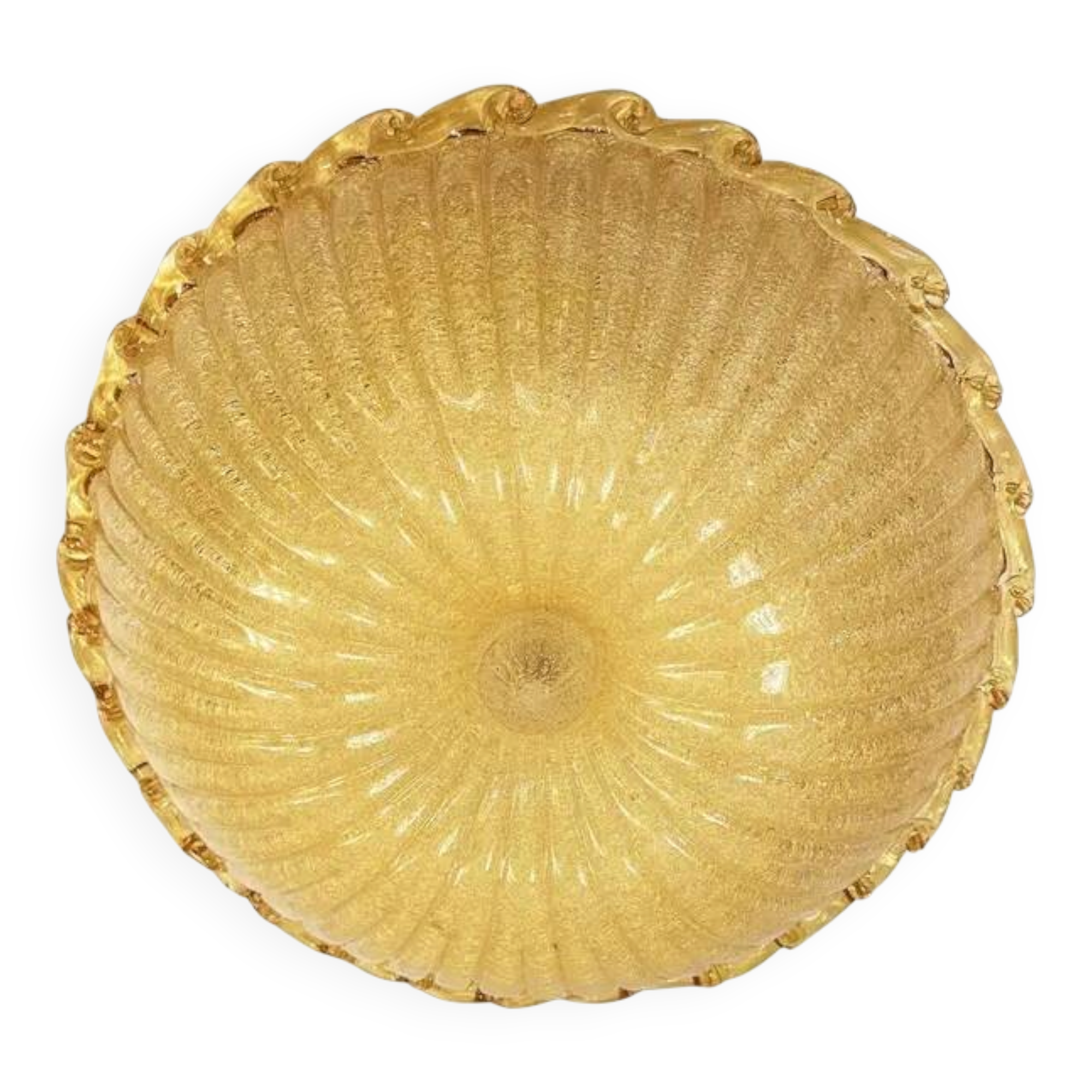 Venetian Amber Graniglia Budino Murano Glass Flush Mount by Simoeng