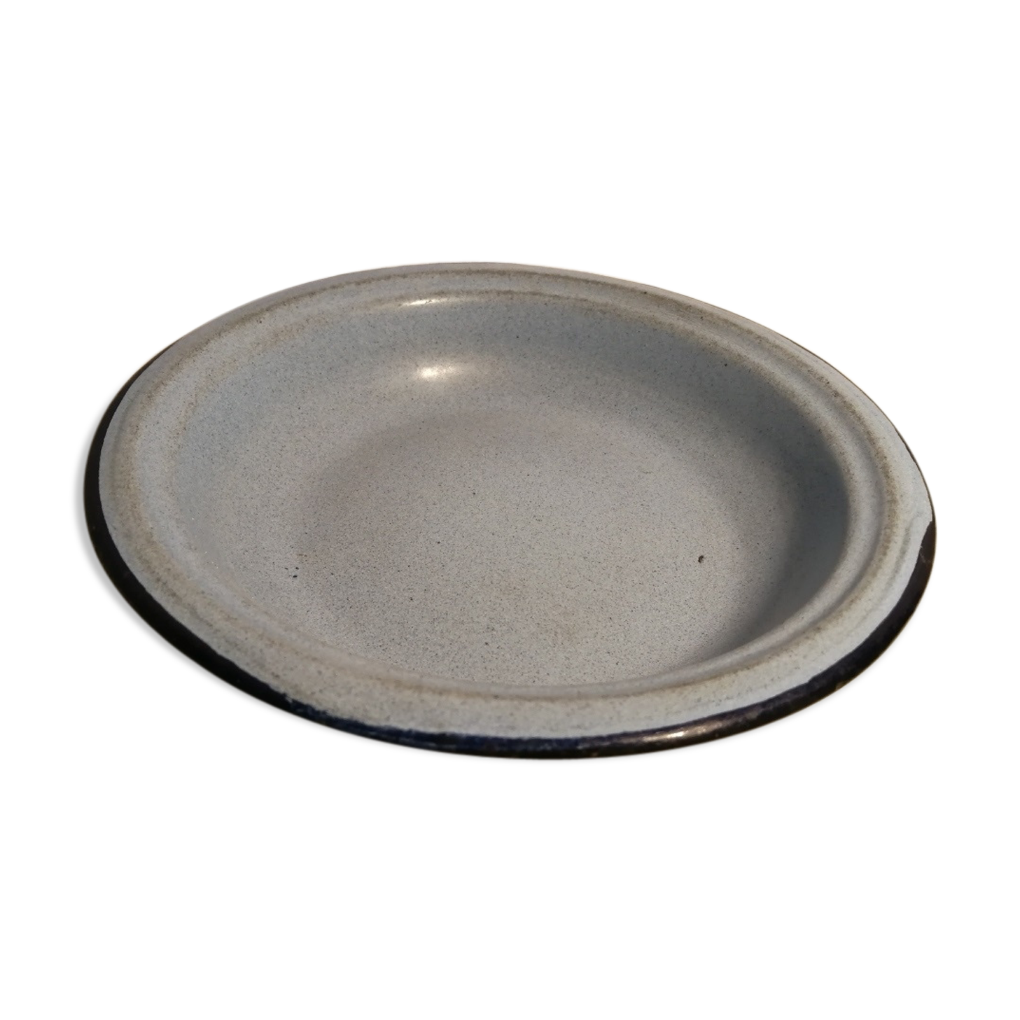 Hollow plate Metal plate enamelled Old vintage blue