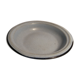 Assiette creuse plat en métal émaillé bleu ancienne vintage