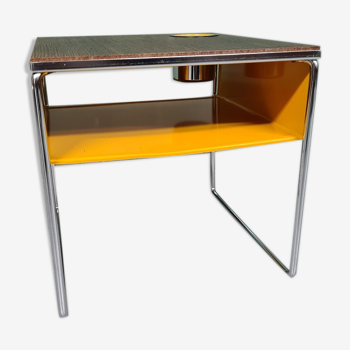 Vintage Design Wengé And Metal Side Table