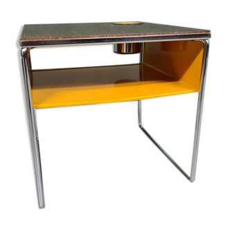 Vintage Design Wengé And Metal Side Table