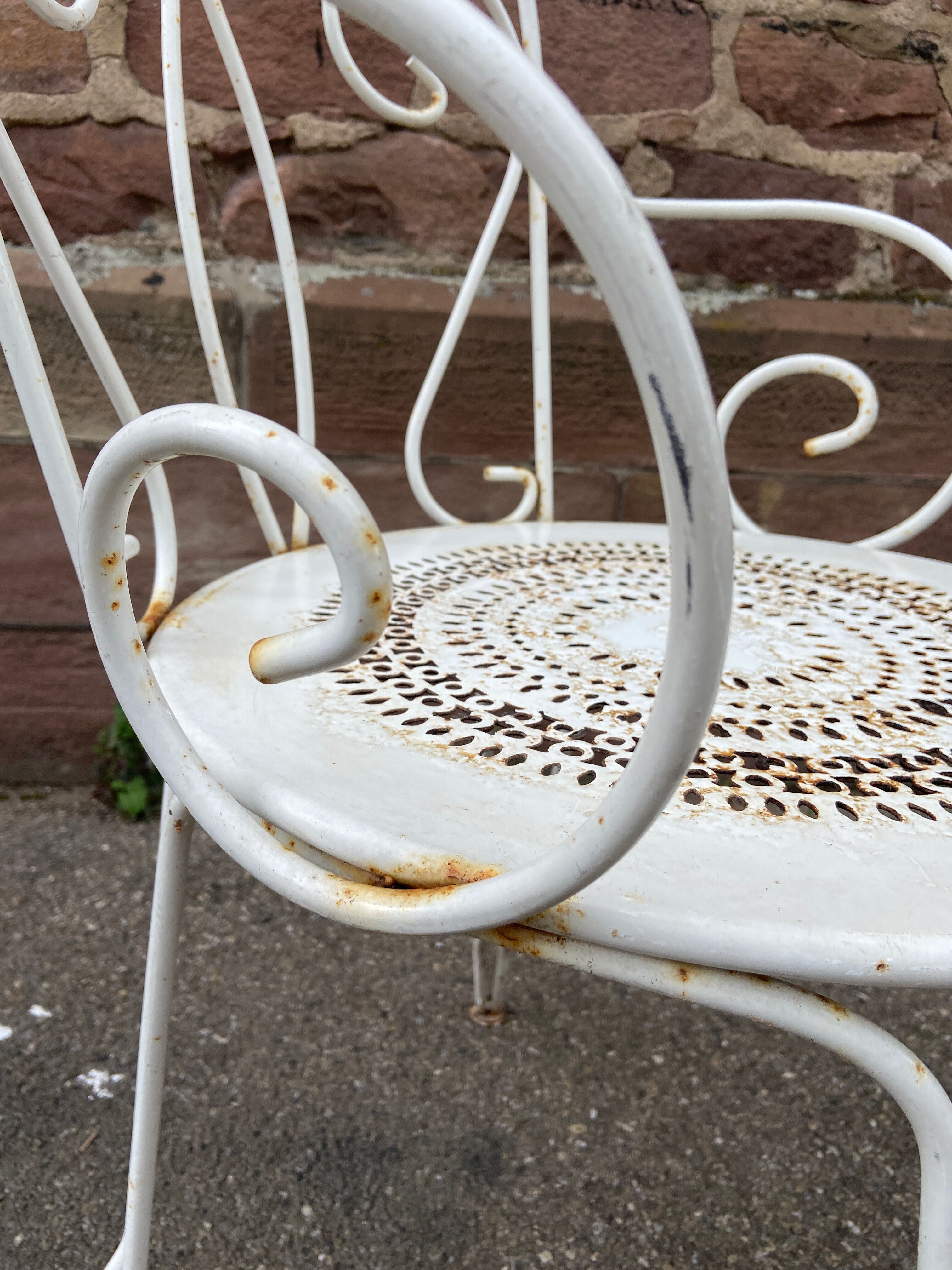 Pair of armchairs vintage wrought iron garden chairs