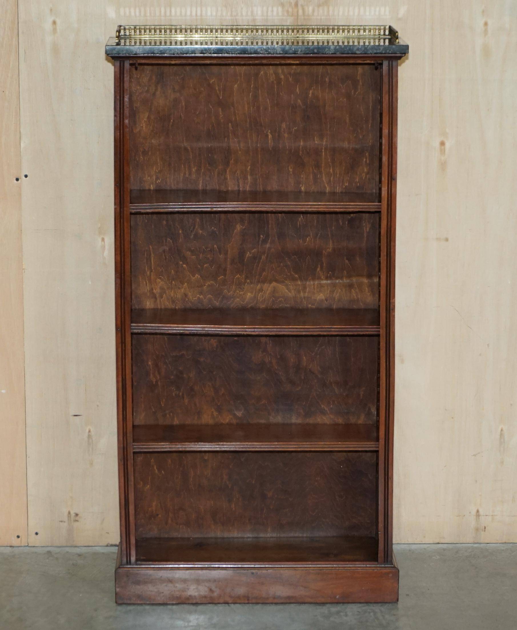 Pair of Regency Period Miniature Bookcases in Hardwood, Brass and Marble