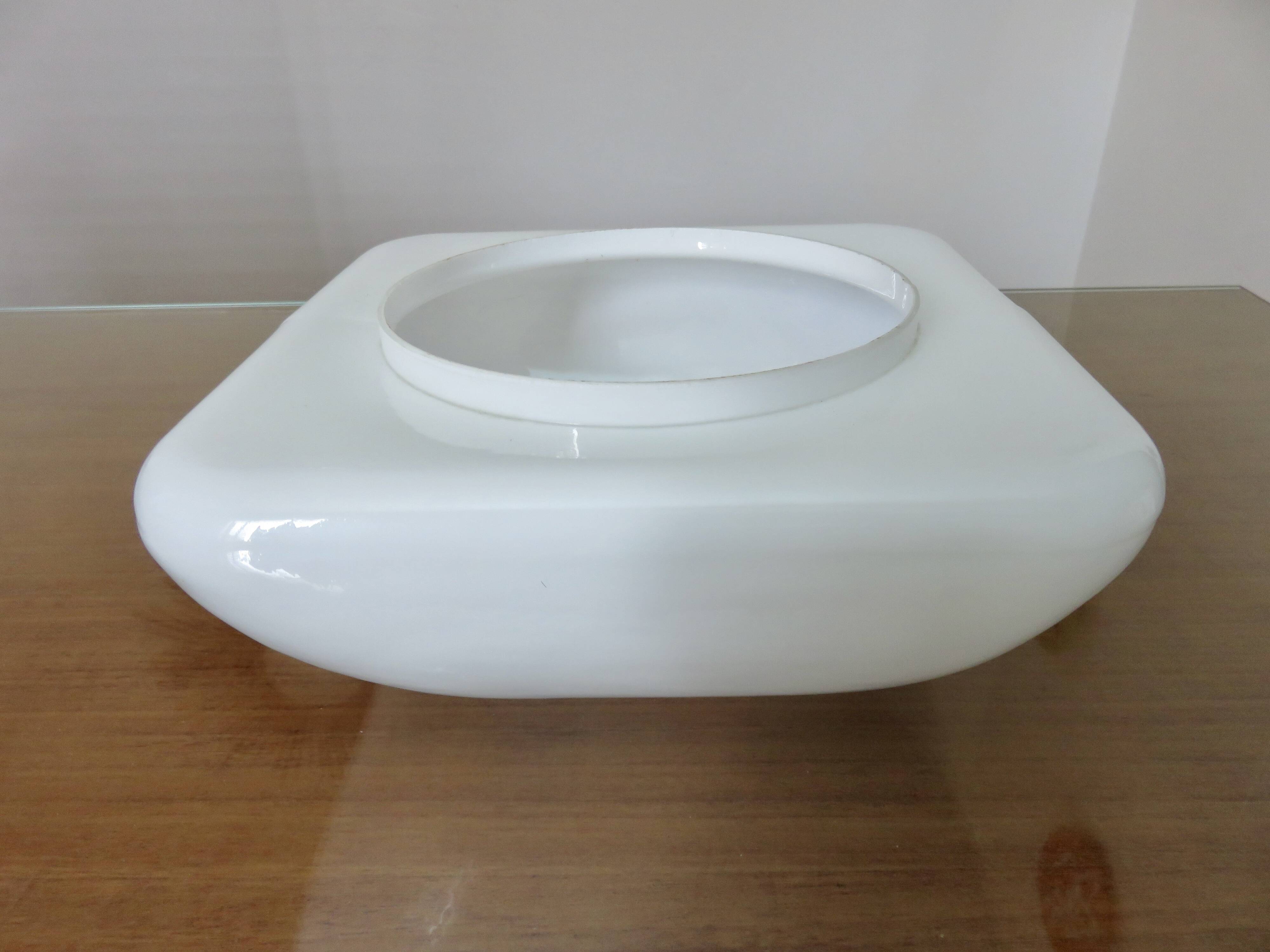 Large square ceiling light in white opaline, 1960s-70s