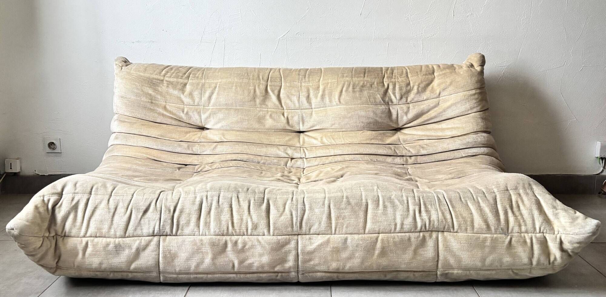 Togo Ensemble Ligne Roset vintage – 3-seater sofa and armchair