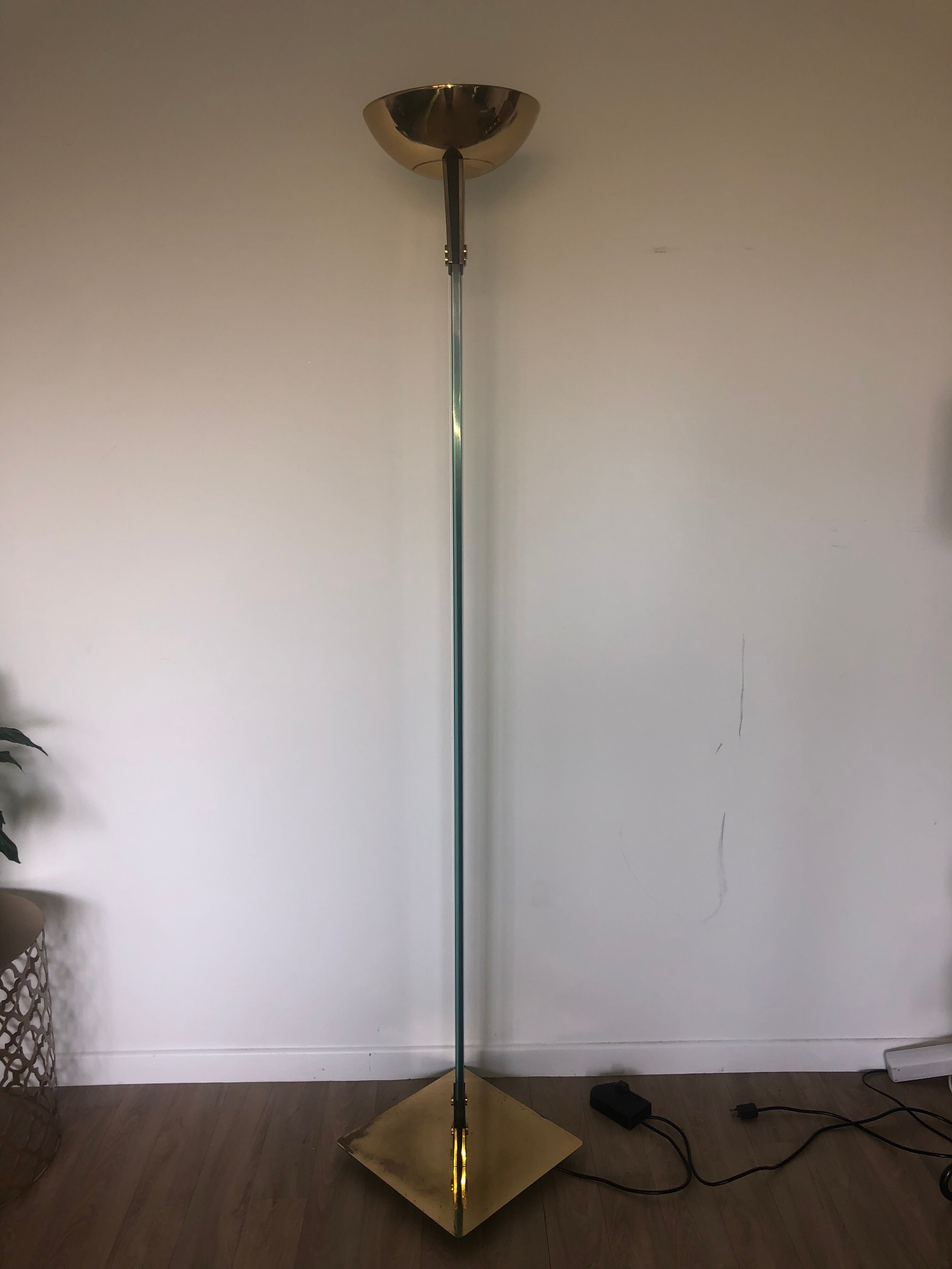 Italian lamppost vintage design glass and brass lamperti