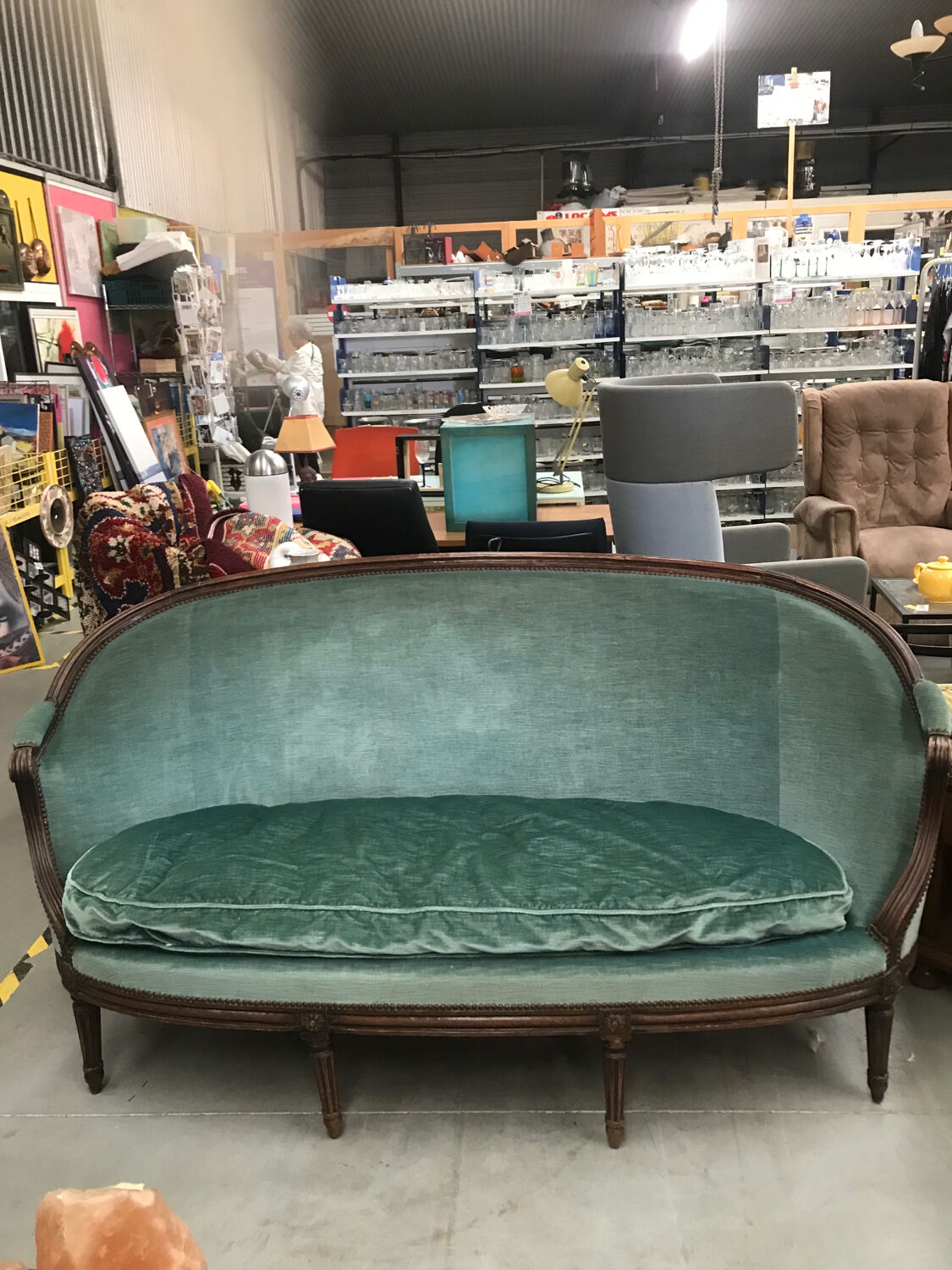 Three-seater canapé in basket style Louis XVI