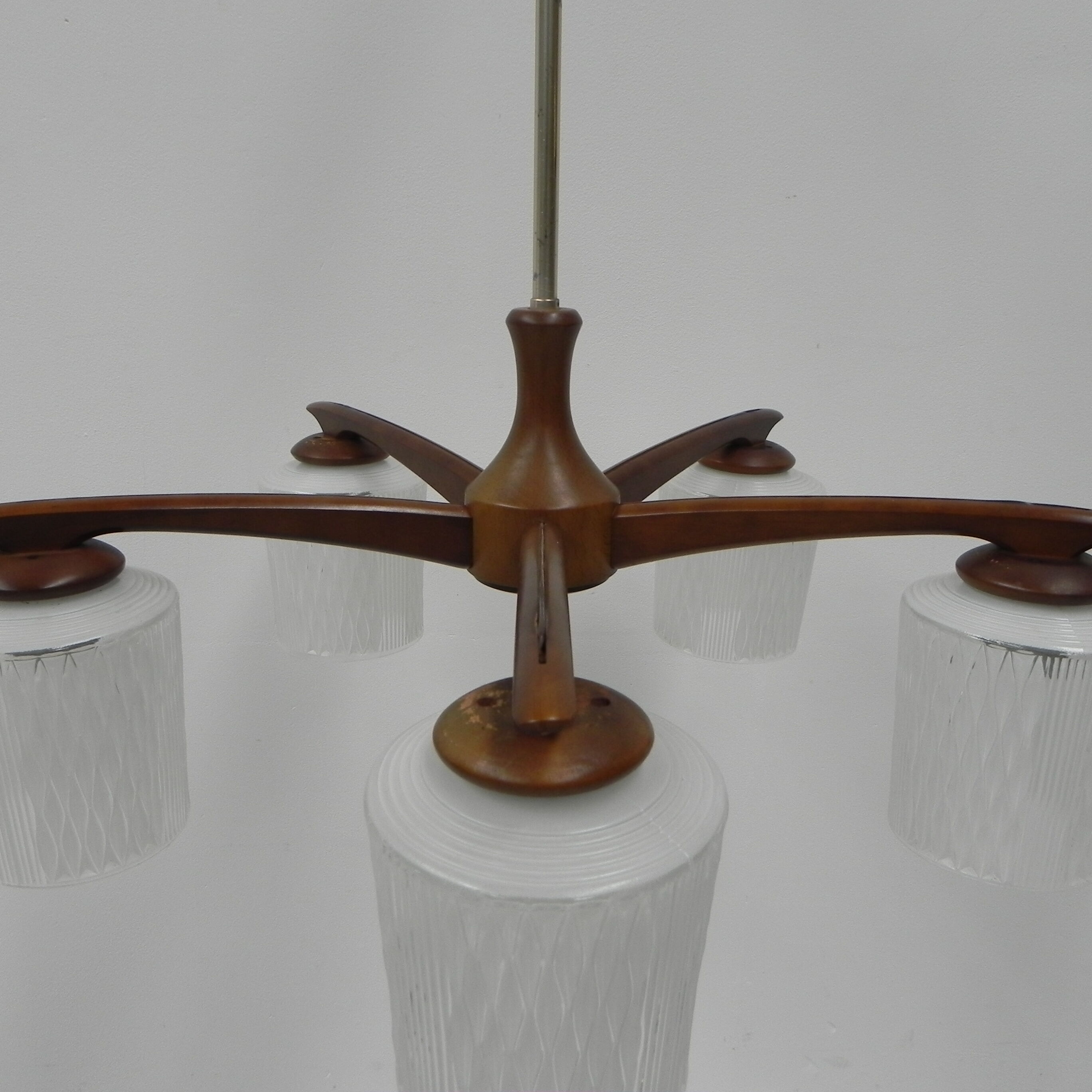 Vintage hanging lamp with 5 glass shades