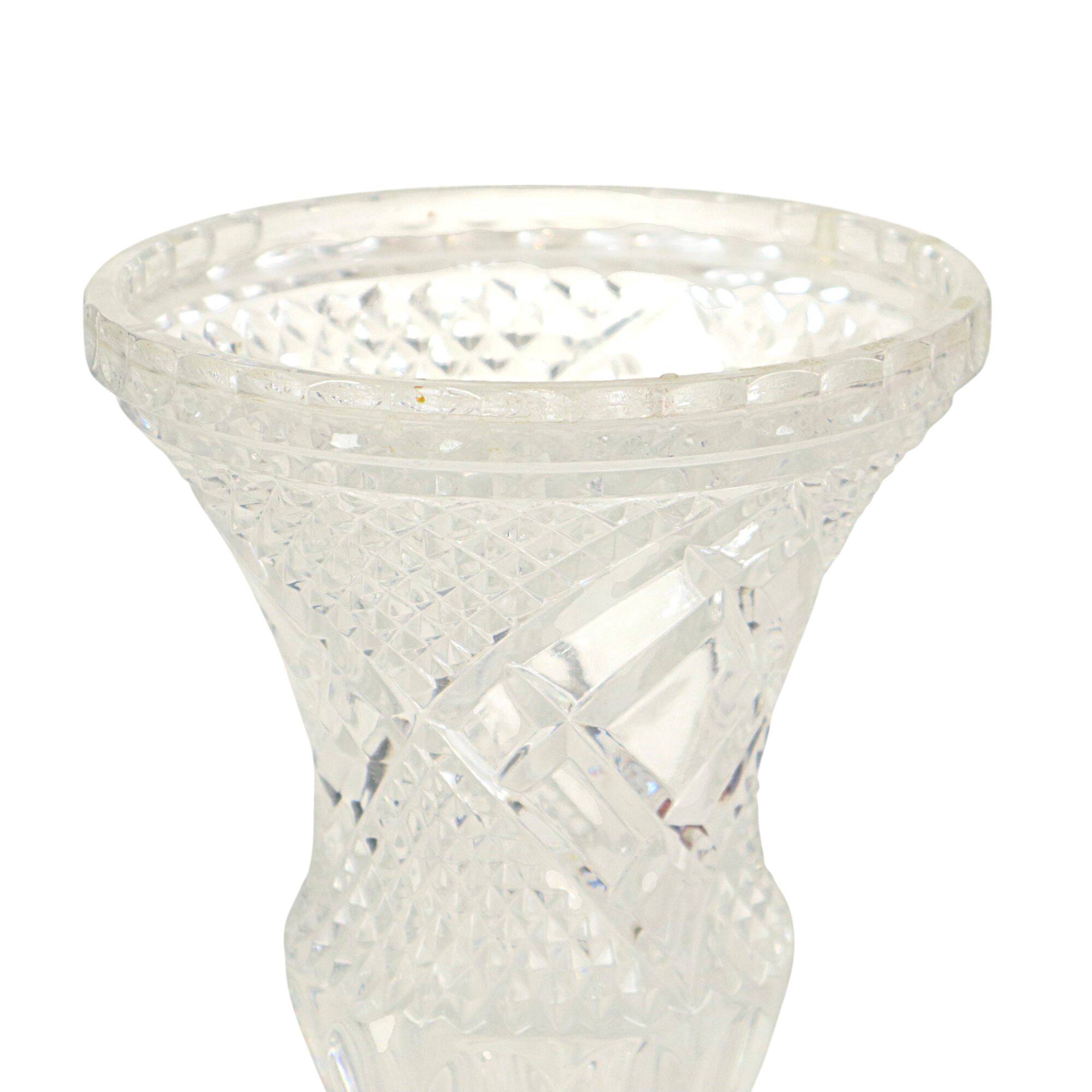 Vintage Vase Bohemian Crystal Diamond Pattern Medici 23cm