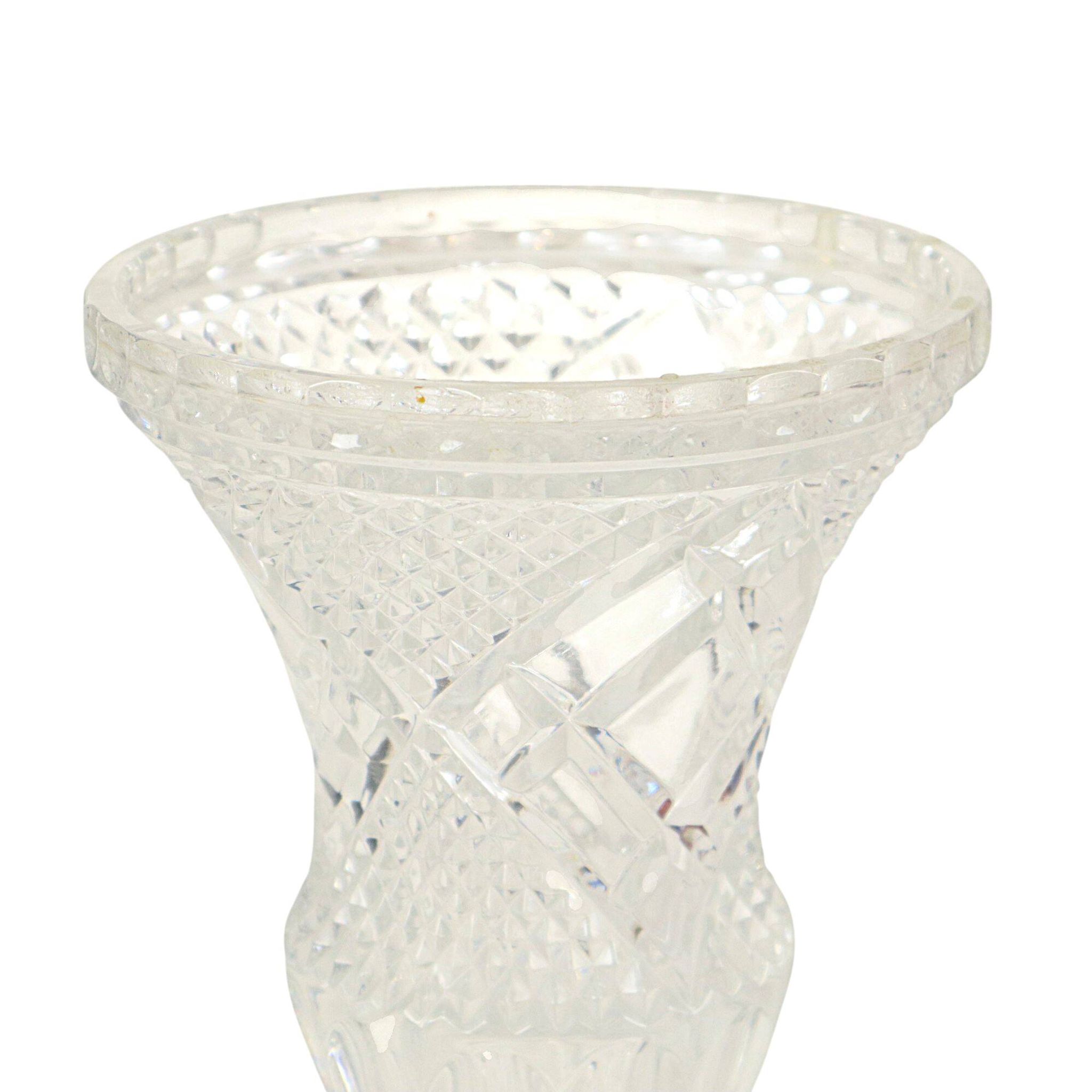 Vintage Vase Bohemian Crystal Diamond Pattern Medici 23cm