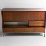 Minimalist backlit highboard in teak, Belgium 1960s