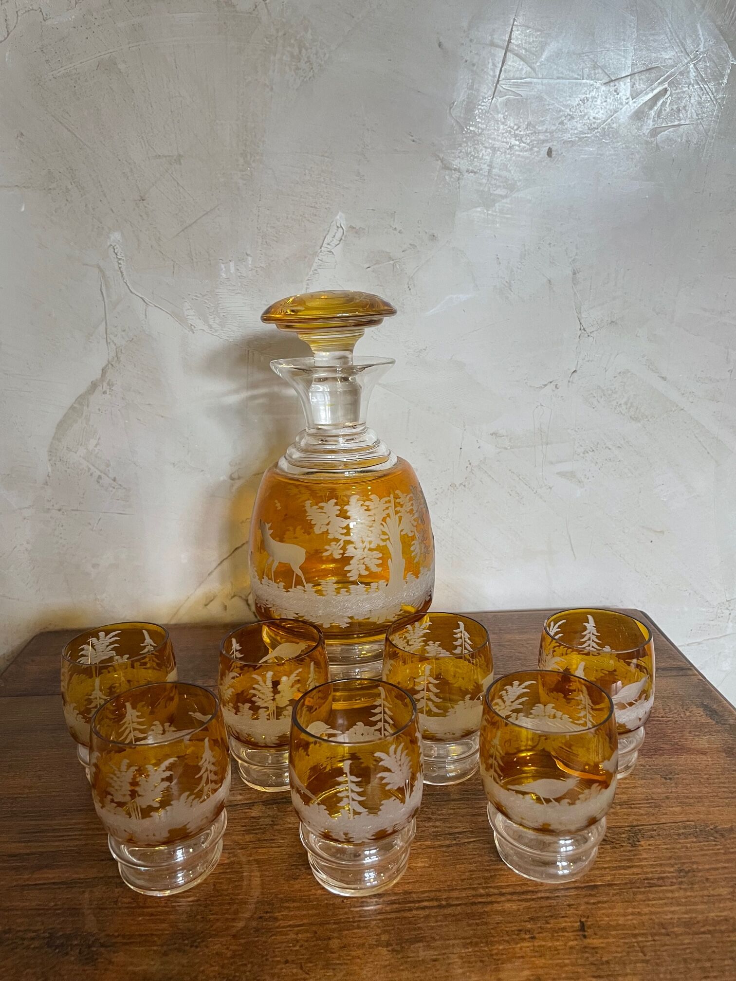 Bohemian crystal liquor service