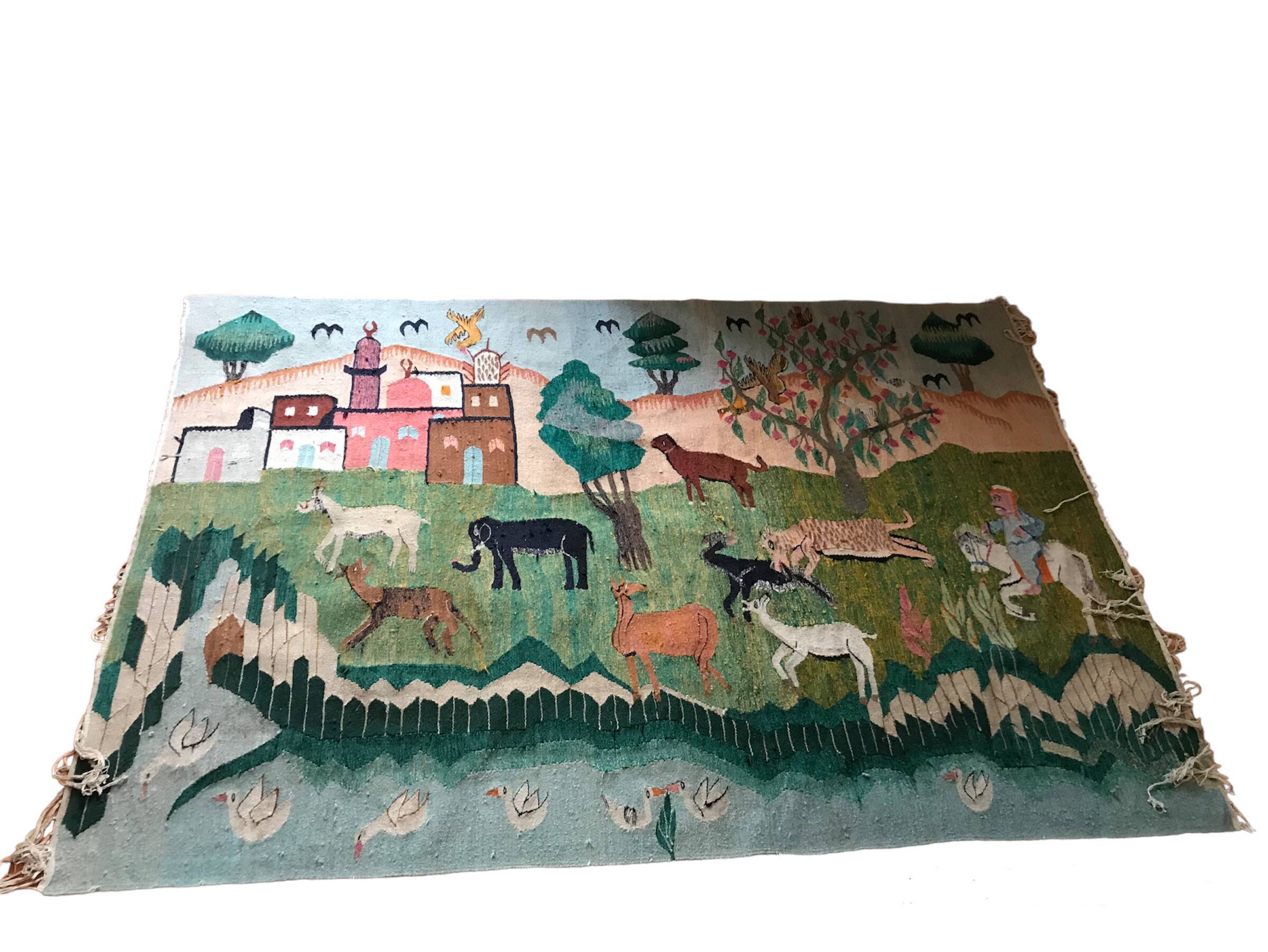 Vintage Egyptian Tapestry Ramsès Wissa Wassef circa 1960