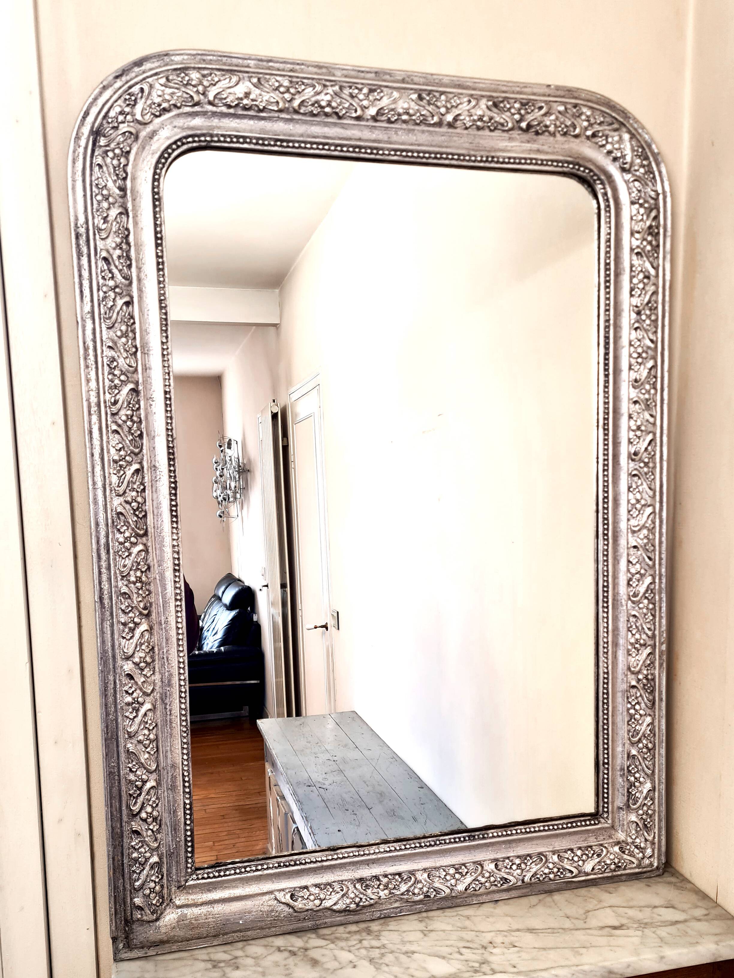Antique Louis-Philippe mirror "Sidonie" – Art Nouveau decor