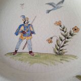 Soup plates with Moustiers de Longchamp decor, AL. Mark signature, 80s