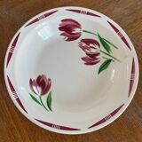 Antique Badonviller dish – Red tulip decoration