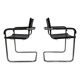 Set of 4 bauhaus cantilever chairs black leather and chrome design