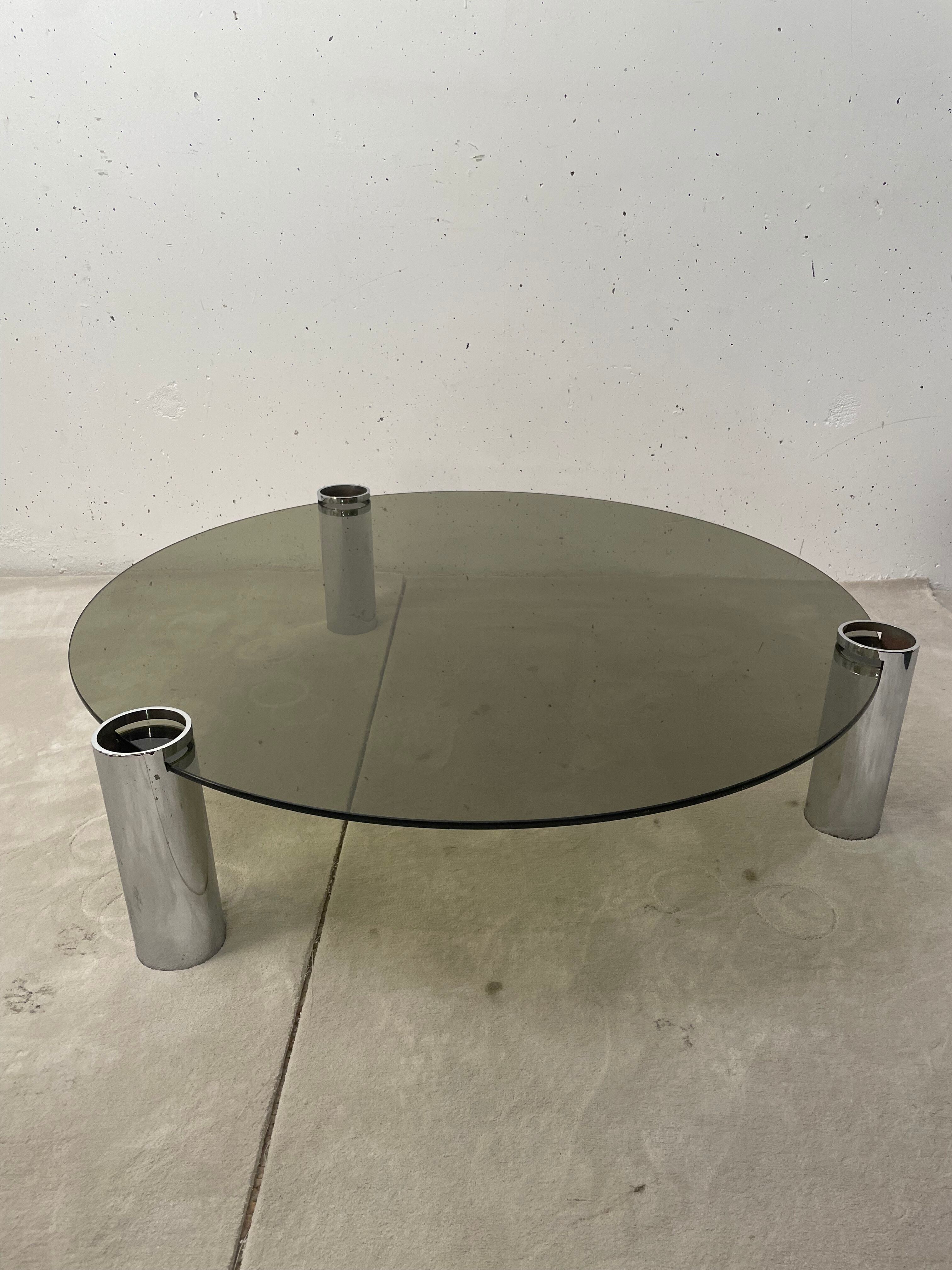 Coffee table chrome and glass 1970