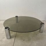 Coffee table chrome and glass 1970