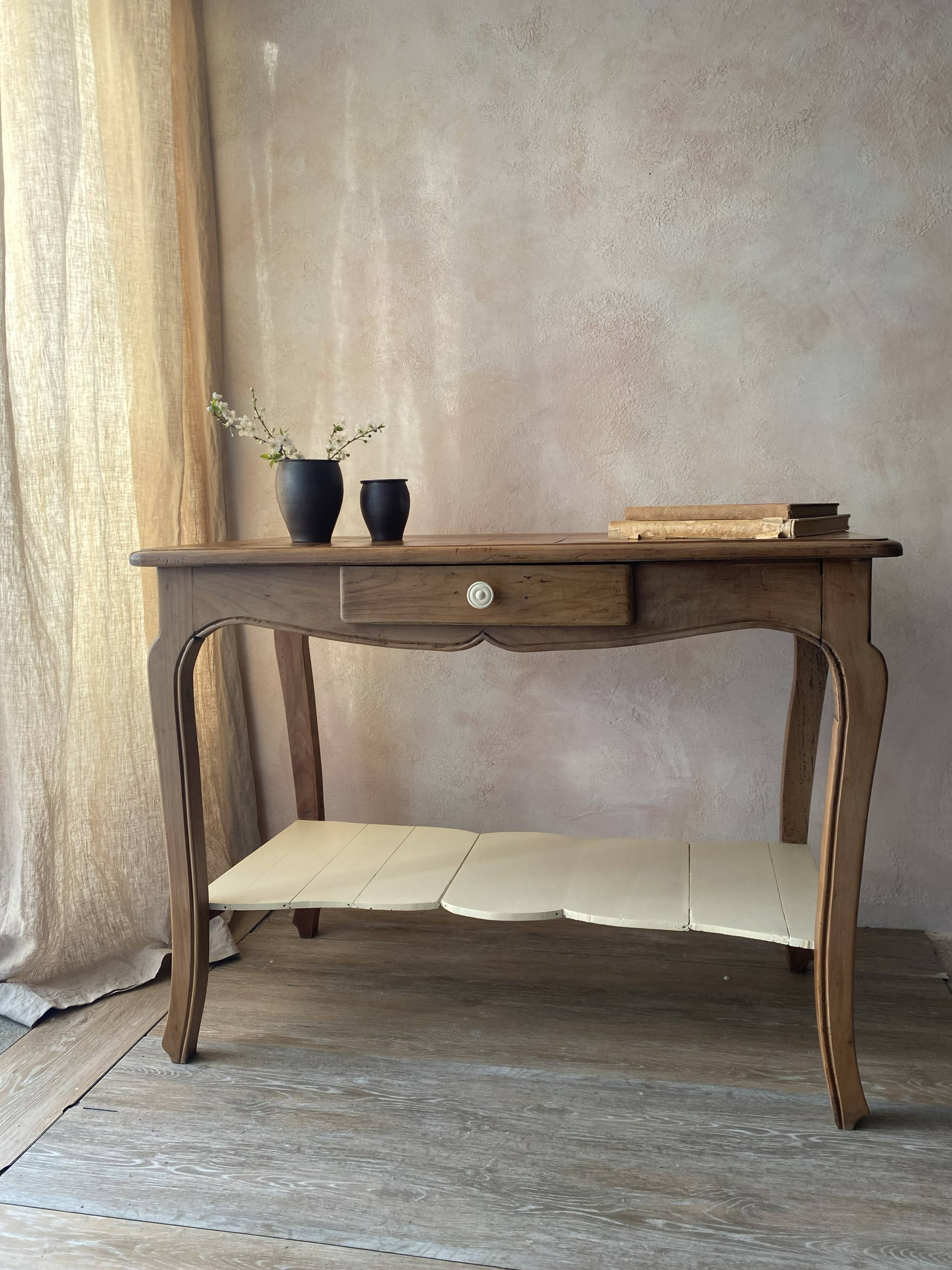 Antique console in solid cherry wood in Louis XV style.
