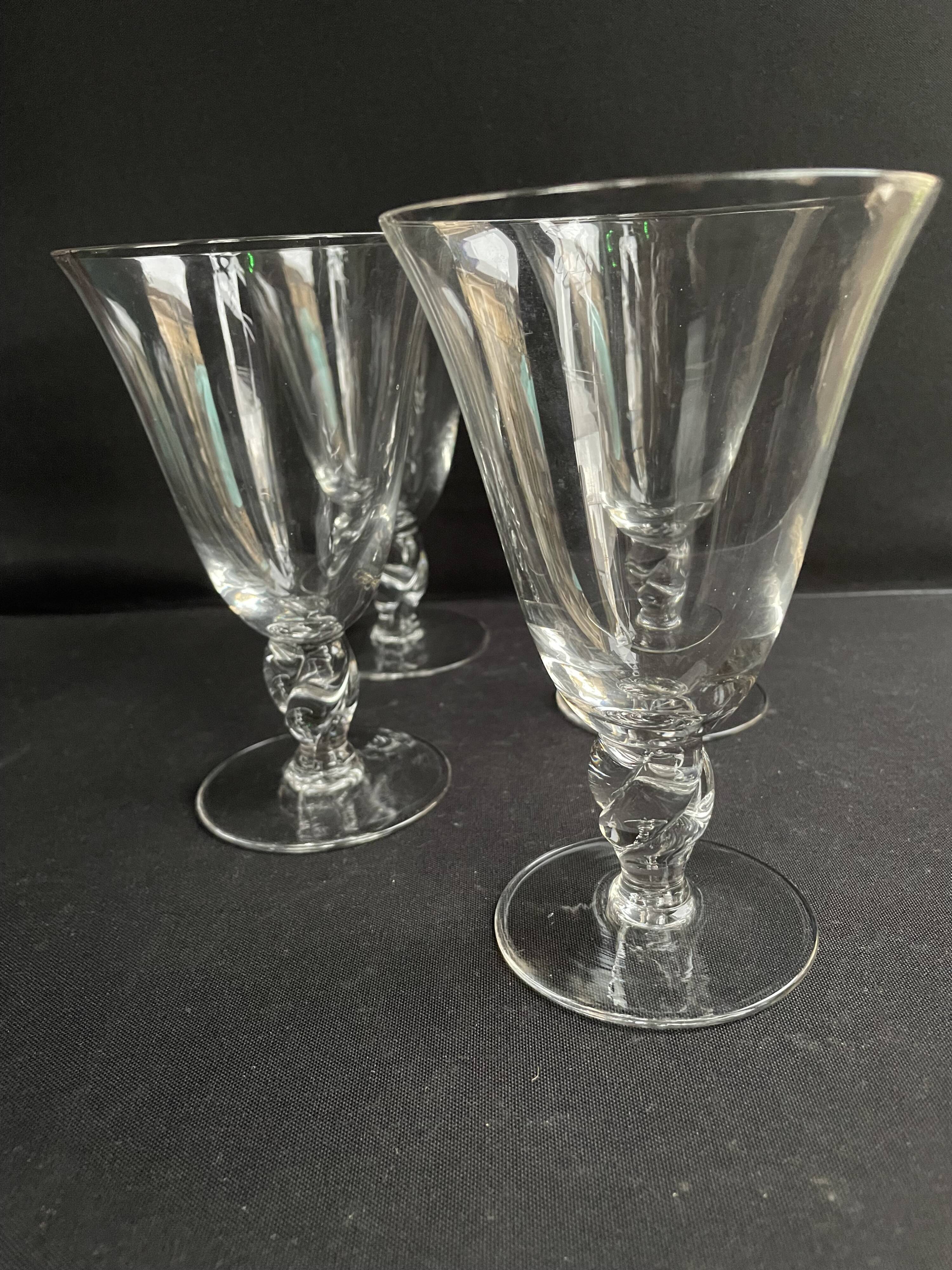 4 large conical glasses