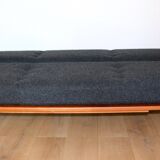 Canapé pliable danois vintage noir bouclé, années 1970