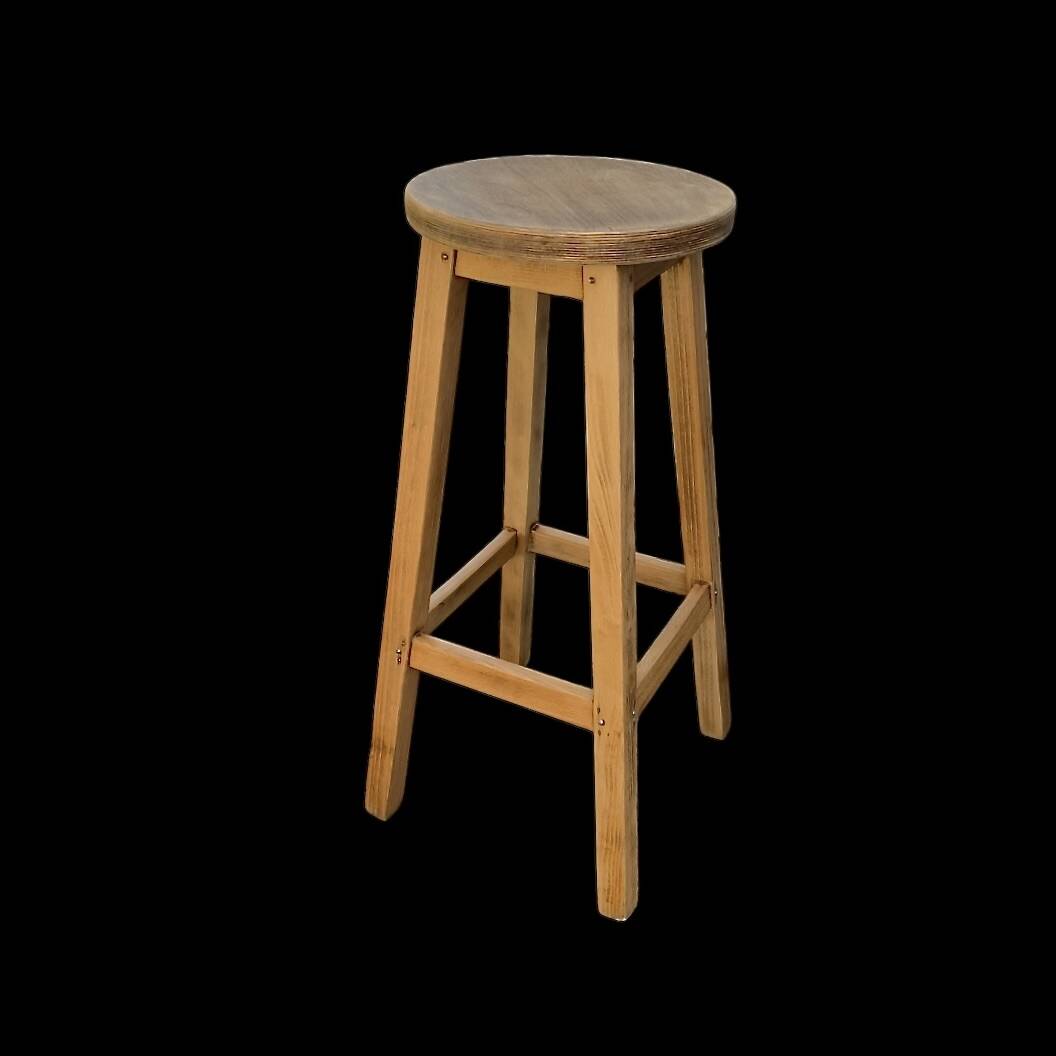 Antique solid wood bar stool – 6.612 kg – 1970s