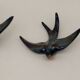 3 iridescent ceramic swallows