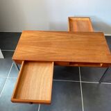 Scandinavian teak coffee table vintage chrome legs 1960
