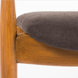 Suite de 4 fauteuils hêtre teinte et lin noir design danois 1950