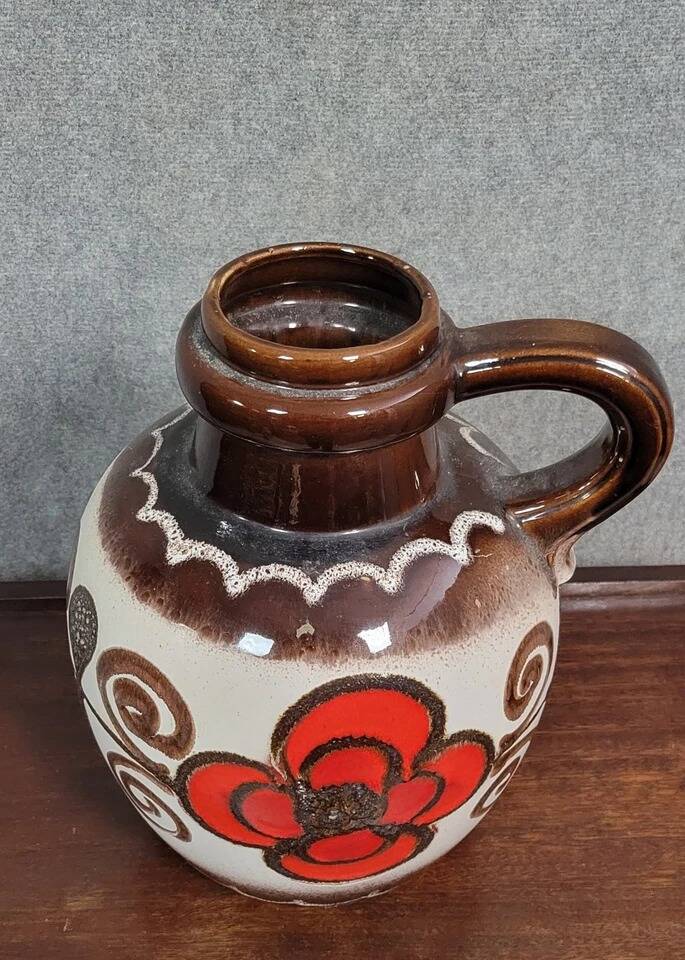 West Germany: Very large glazed ceramic vase - brown