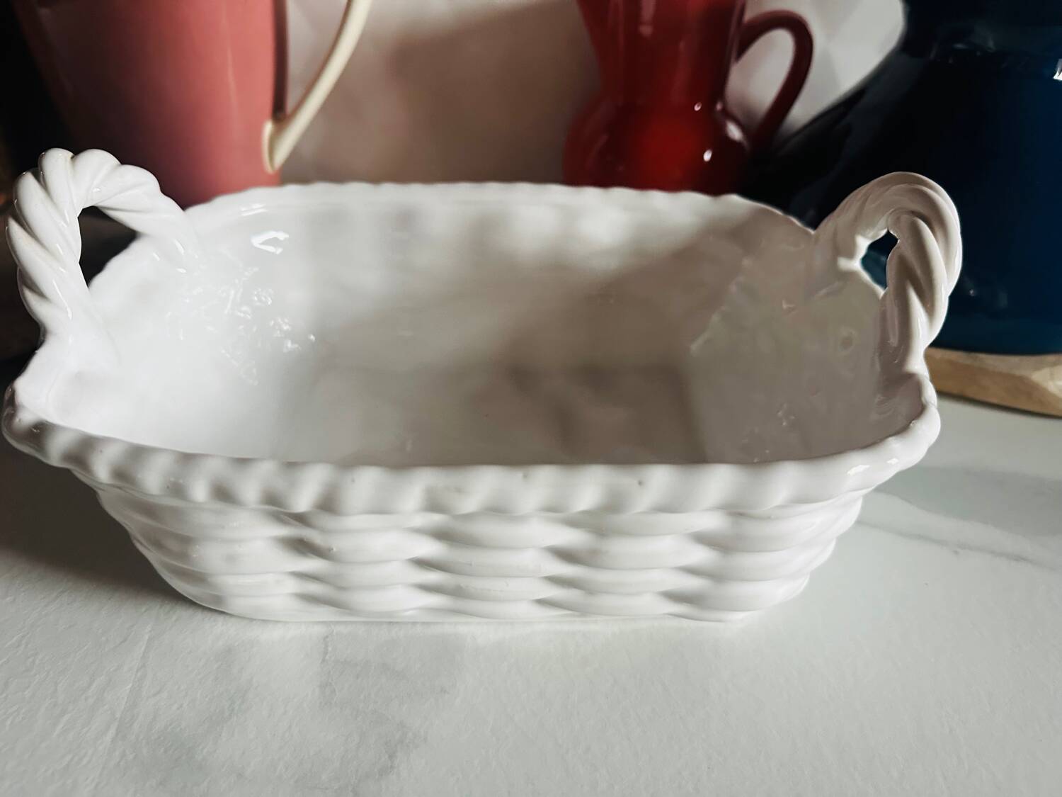 White ceramic basket
