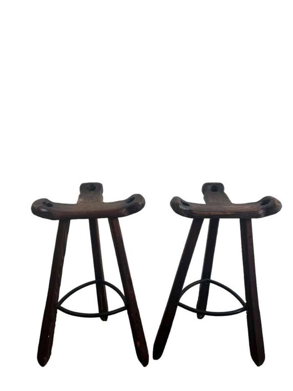 Ensemble de 2 tabourets / tabourets de bar brutalistes espagnols vintage